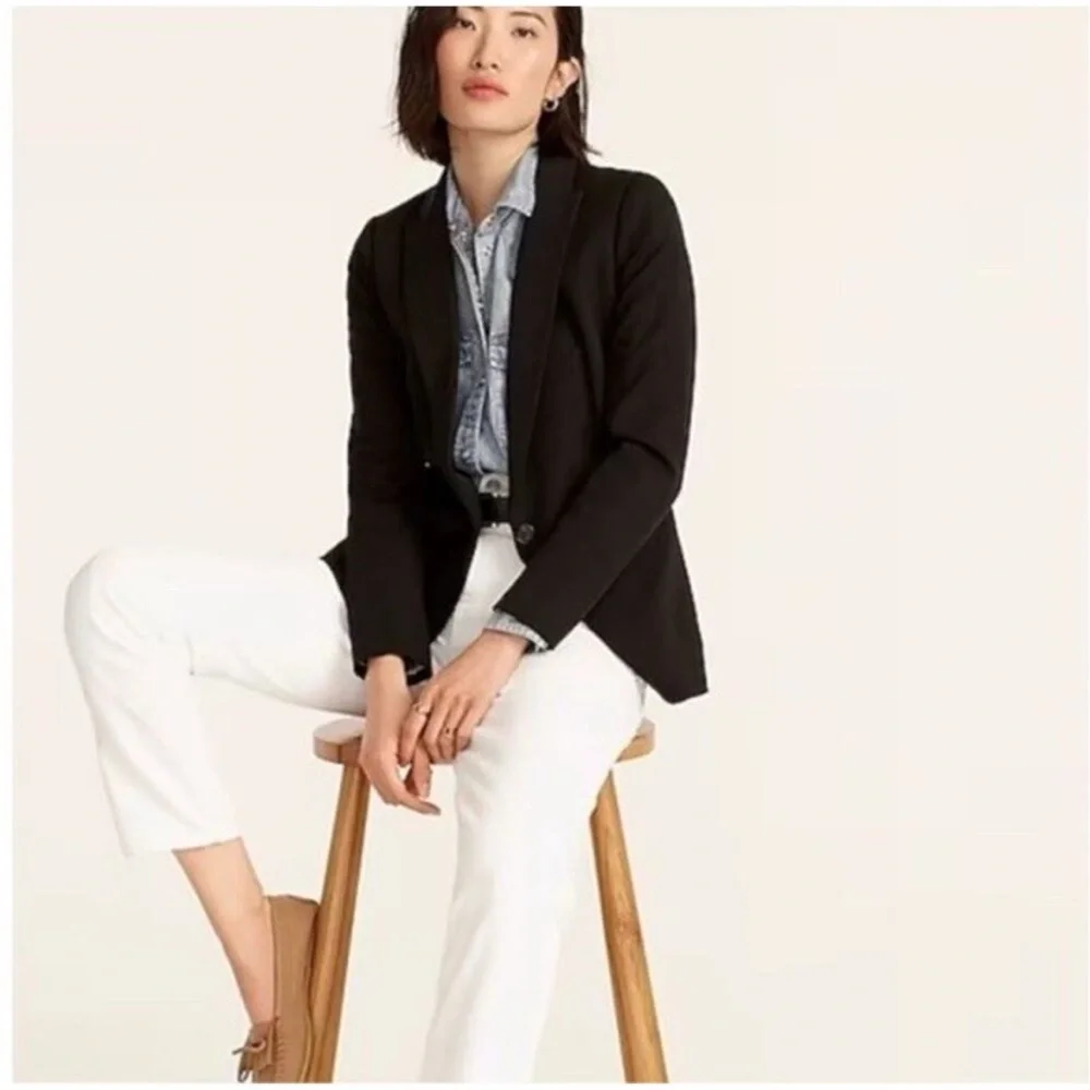 J.Crew Parke Wool Blazer Black Classic Tailored Workwear Jacket, size 2 - Picture 2 of 15